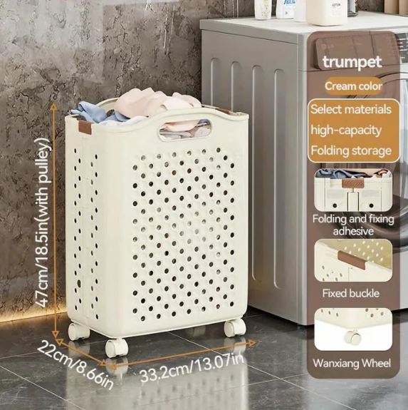 Foldable Laundry Basket With Wheels