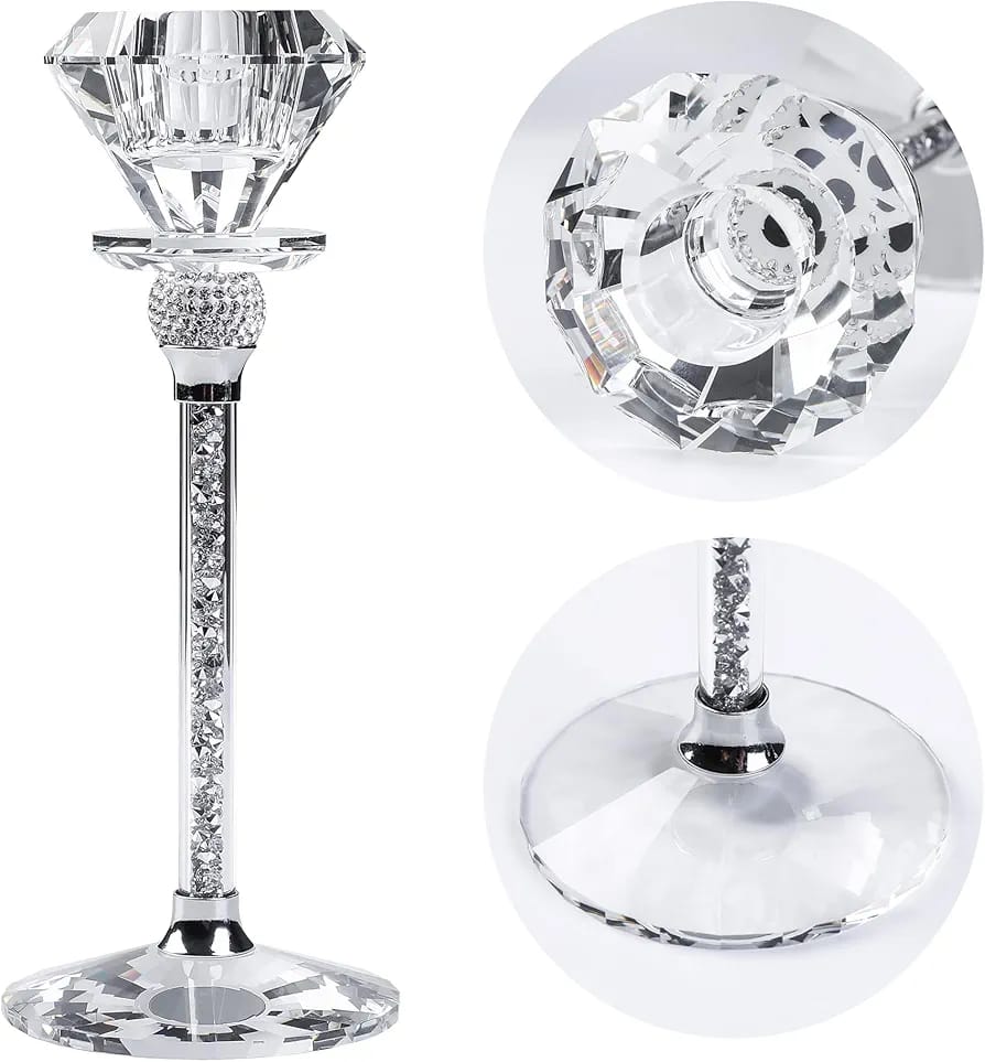 Crystal Candlestick Holder With Diamond Head