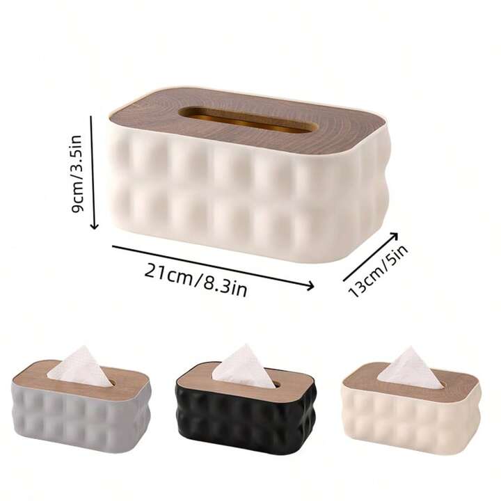 Nordic Modern Tissue Box With Wooden Lid