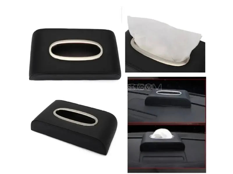 LUXURY BLACK LEATHER TISSUE BOX