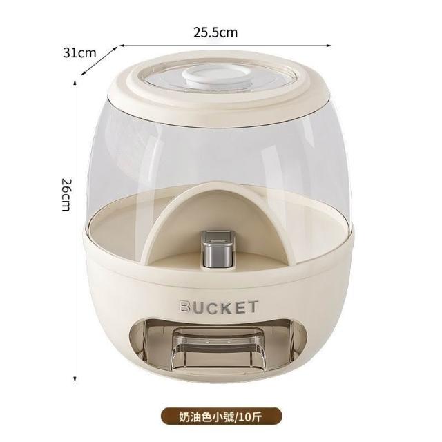 10KG Kitchen Food Dispenser, Round Rice Storage Tank