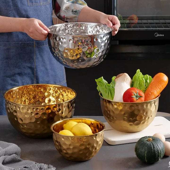 Golden Hammered Stainless Steel Bowl