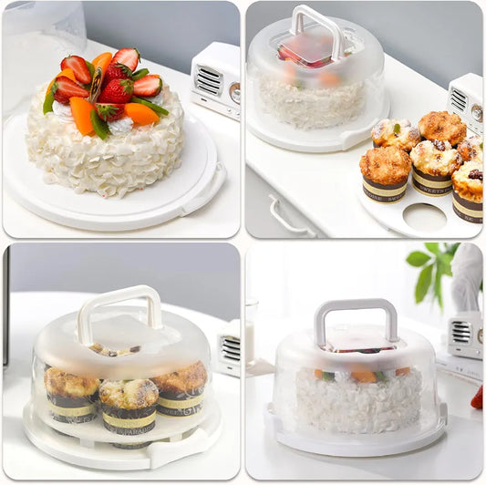 Transparent Frost Handheld Round Airtight Cake Box
