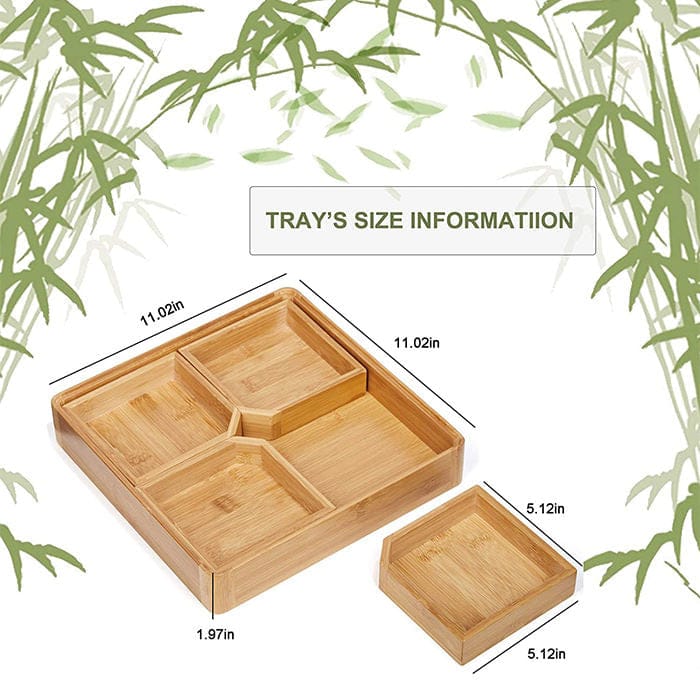 Elegant 4 Portion Wooden Serving Tray