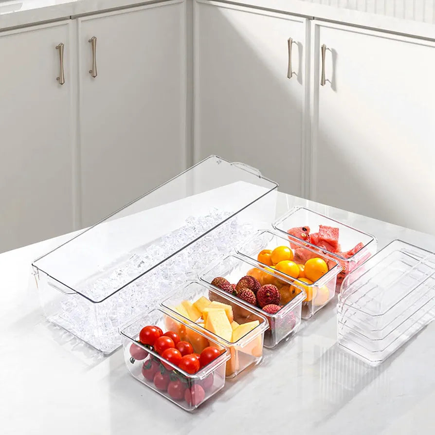 4 Compartments Tray With Removable Lid Container