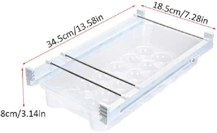 Refrigerator Pull Out Adjustable 18 Slot Egg Drawer Organizer
