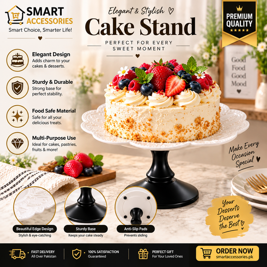 Elegant Floral Design Ceramic Cake Stand