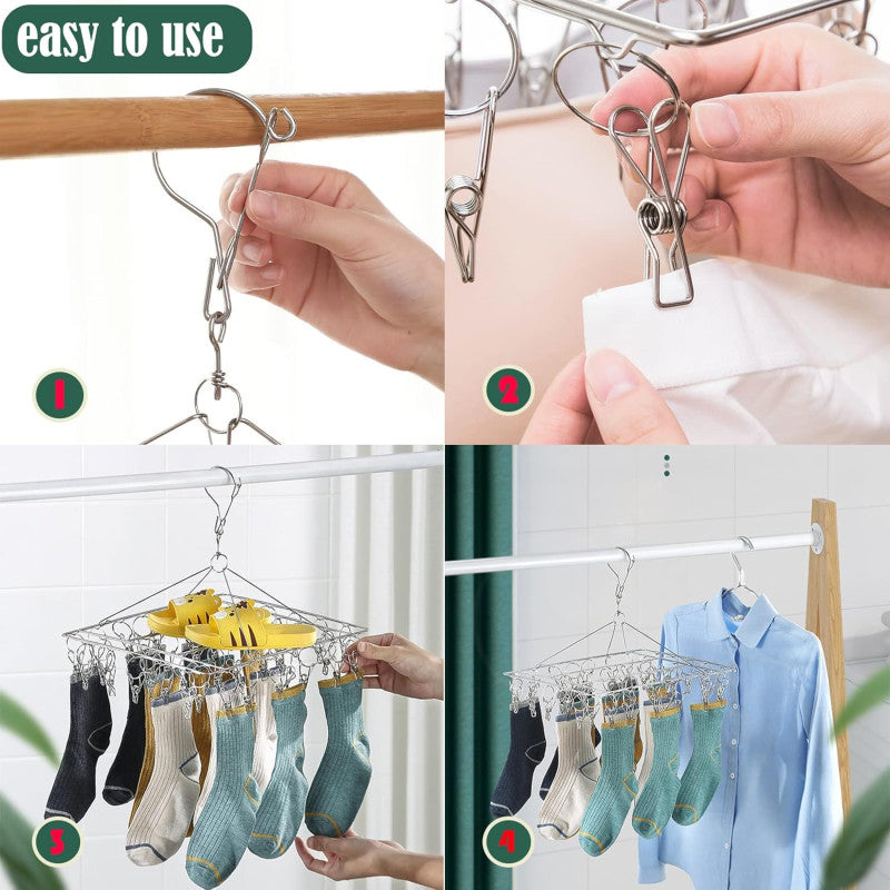 Metal Clothes Dryer With 40 Clips