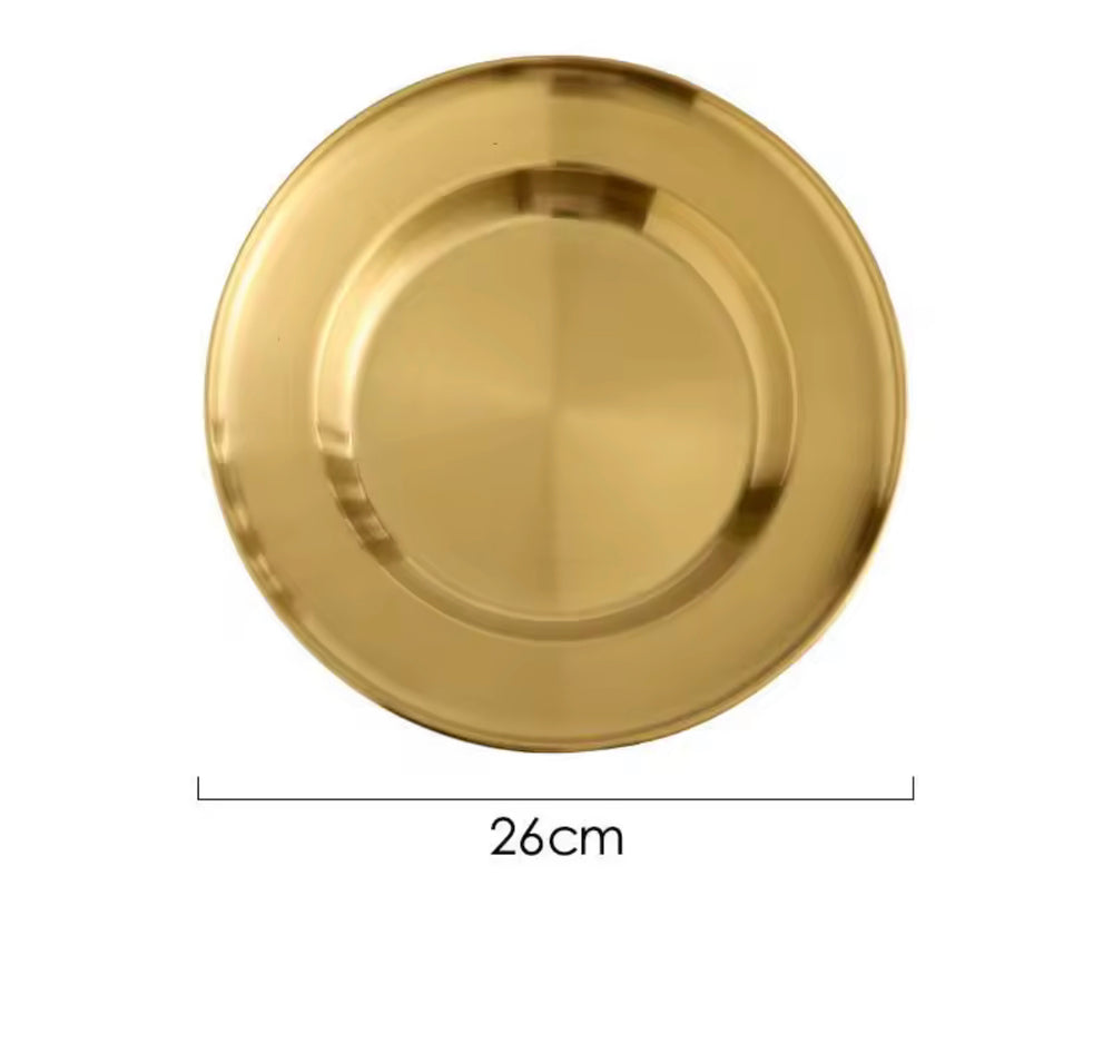 Luxury Round Stainless Steel Serving Plate