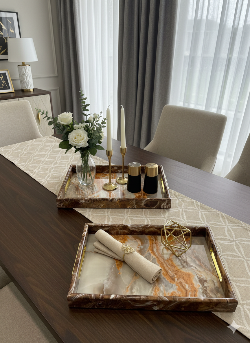 Luxurious 3-Piece Serving Tray Set