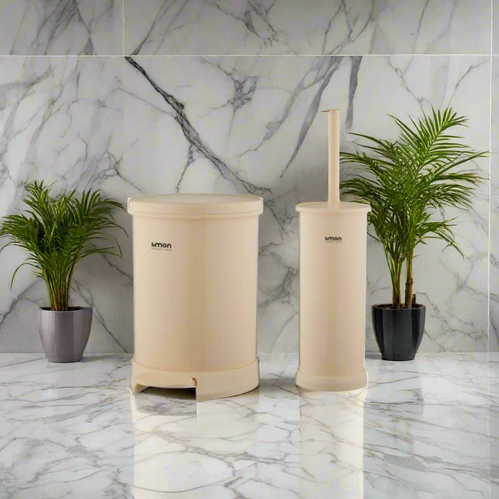 Limon 2-Pieces Luxury Style Dustbin With Brush