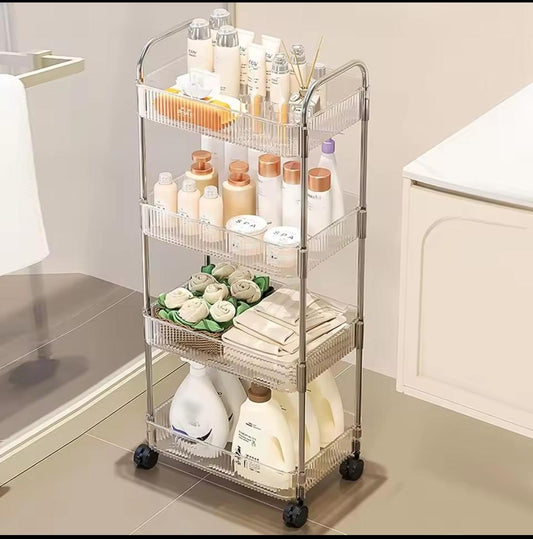 4 Tier Acrylic Multifunctional Kitchen And Bathroom Storage Trolley