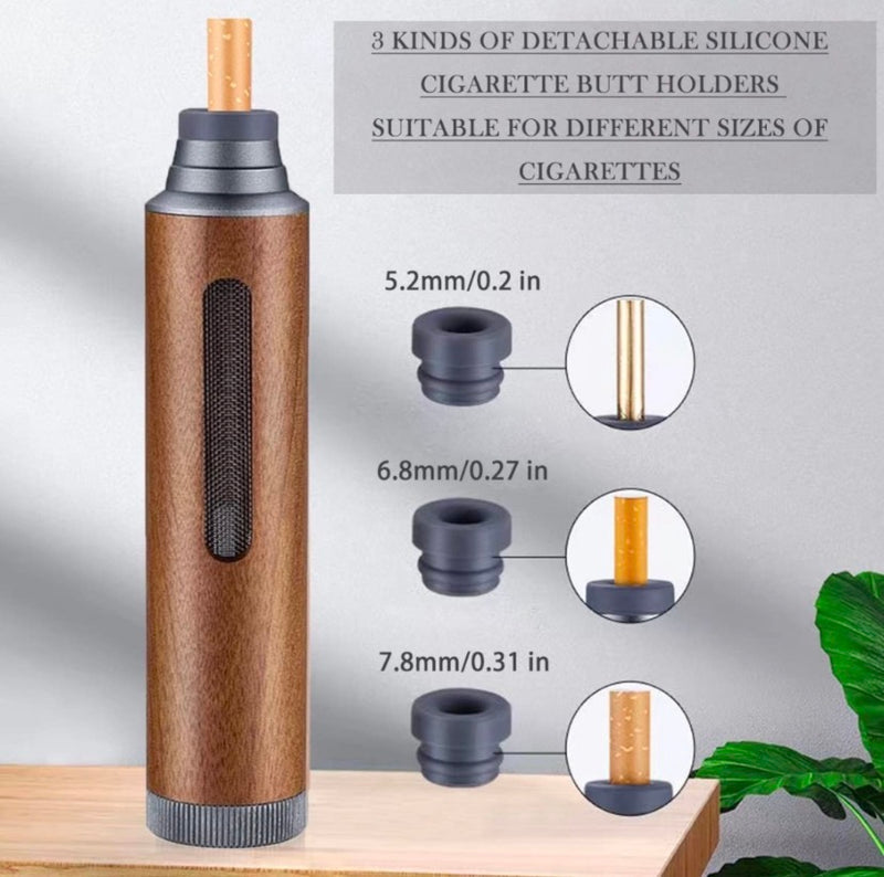 Portable Wooden amAnti-Ash Cigarette Holder & Mini Ashtray