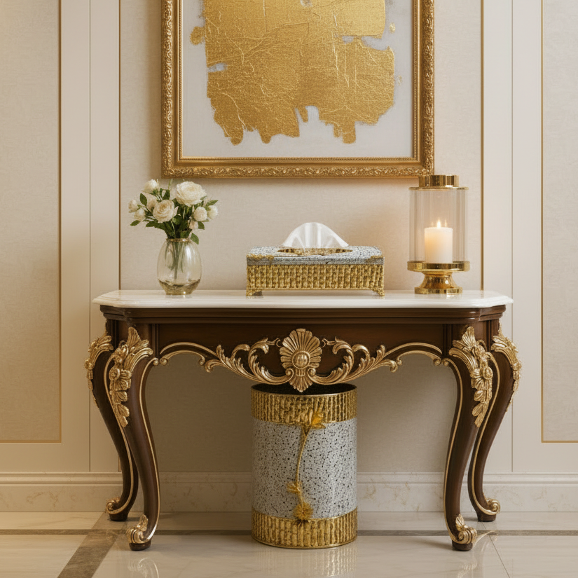 Luxury Premium Decorative Tissue Box & Trash Bin Set