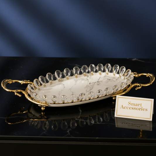 Luxury Oval Crystal Decorative Serving Tray