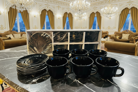 Luxury Opal Glass Ware Imported Saucer And Cup Set (6Pcs)