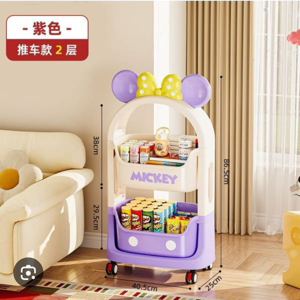 Multi-Layer Disney Mickey & Friends toy Storage Organizer Purple & Cream (2 Layer)