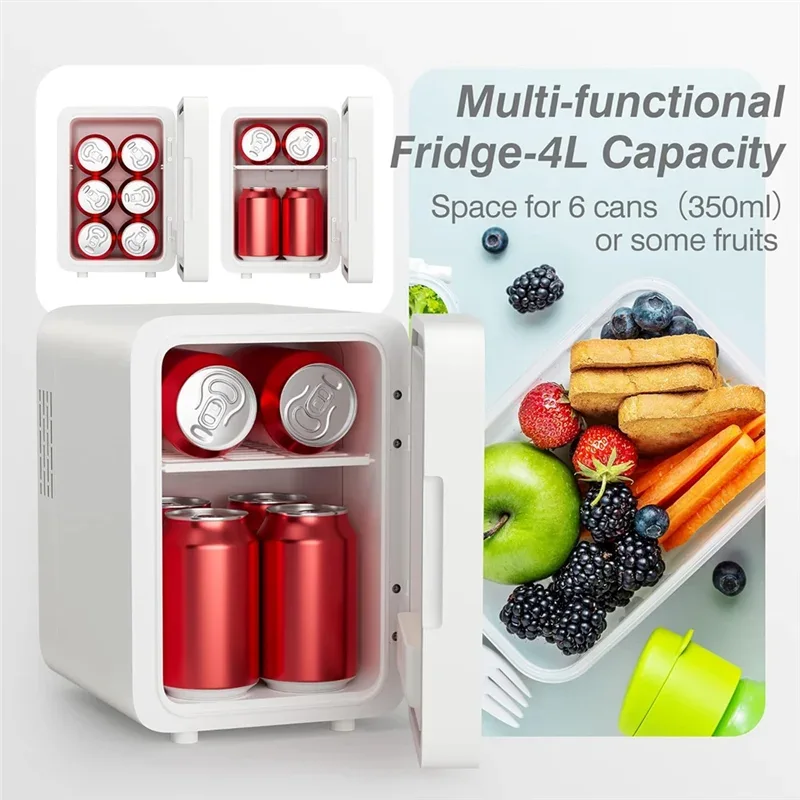 4L Portable Makeup Fridge with LED Mirror – Cooler & Warmer For Car Use