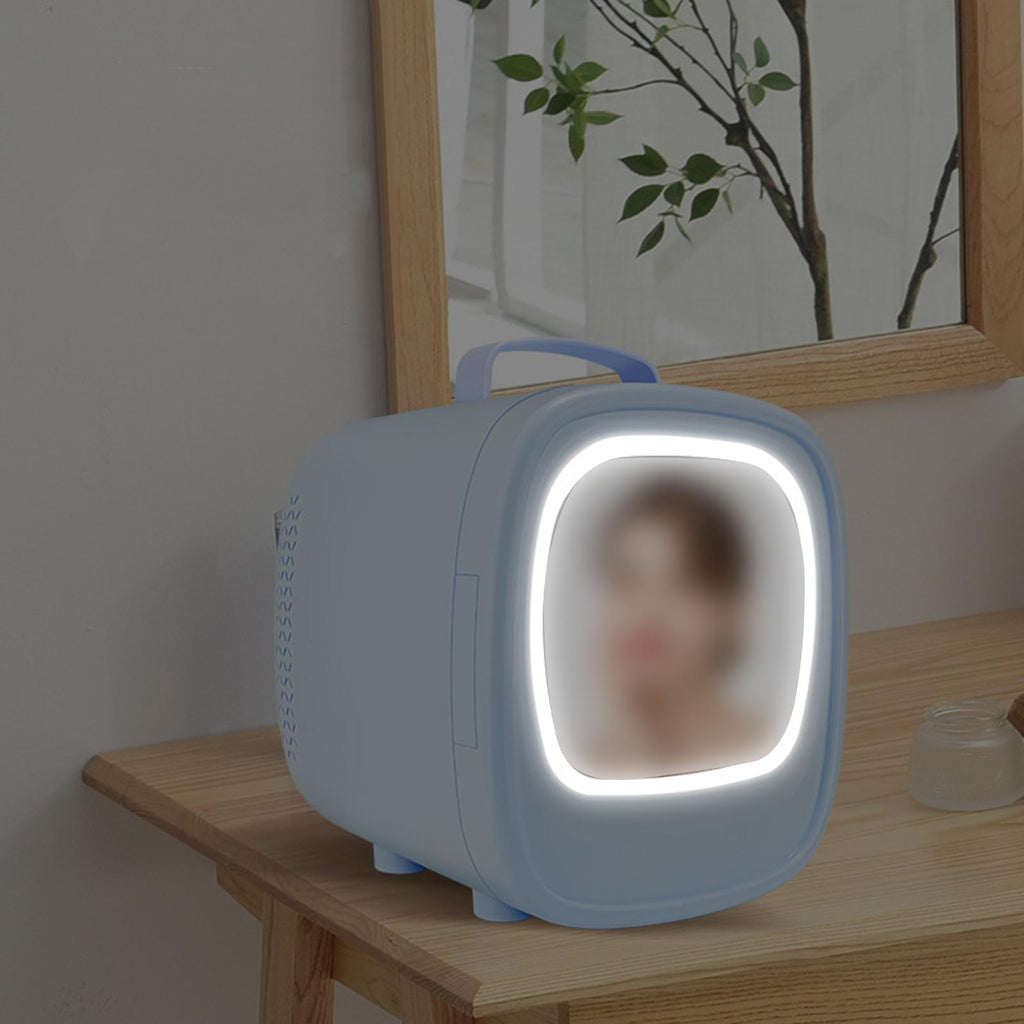 Portable Mini Fridge For Skin Care, Cosmetic Refrigerator With Mirror And LED