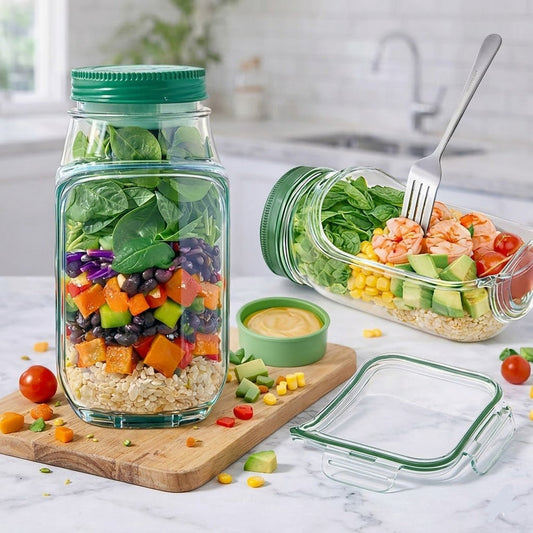 Airtight Salad Jar With Sauce Pot