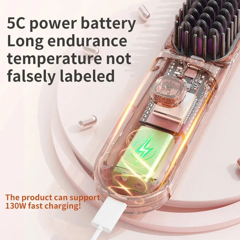Portable Mini Electric Hair Straightener Brush