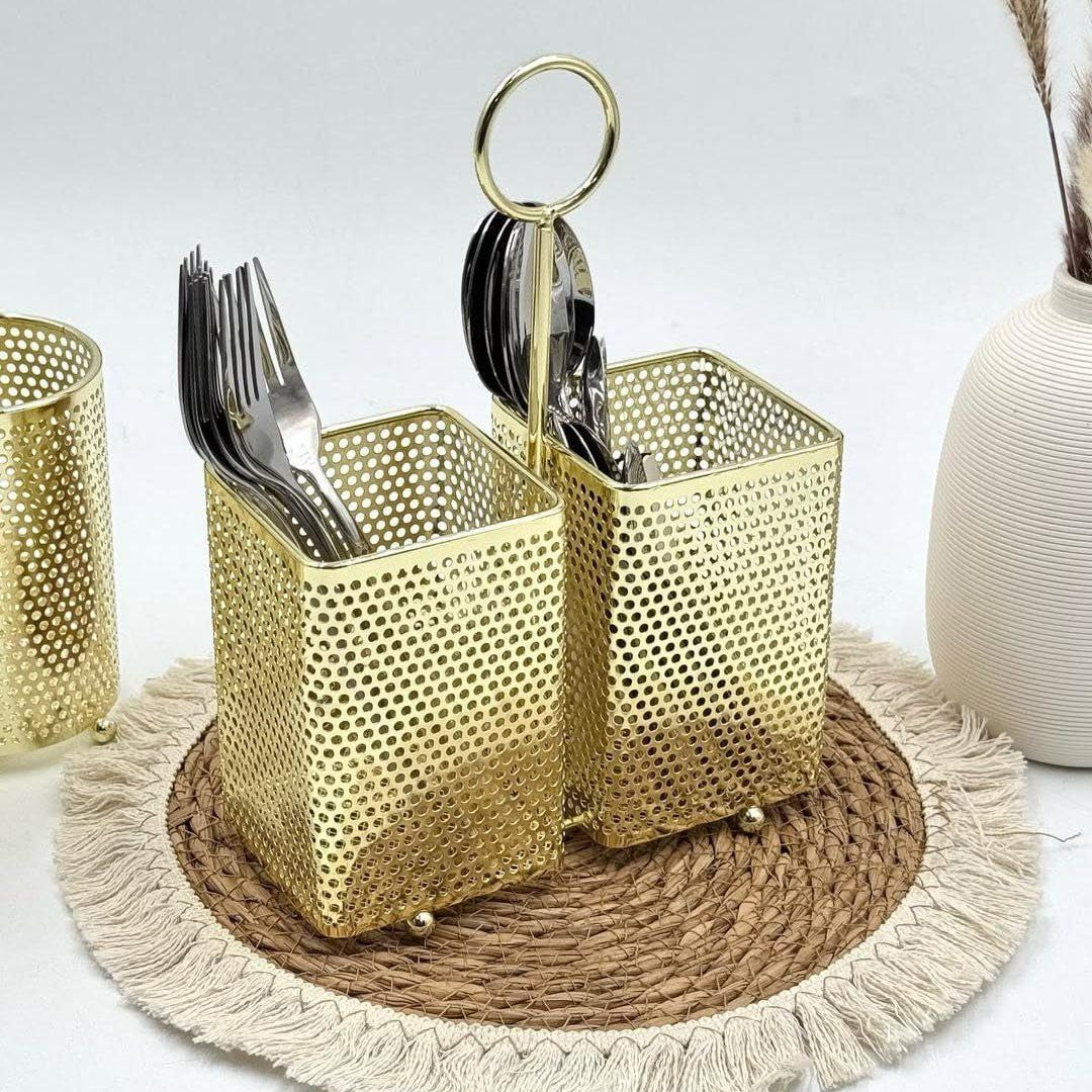 2 Section Golden Cutlery Holder