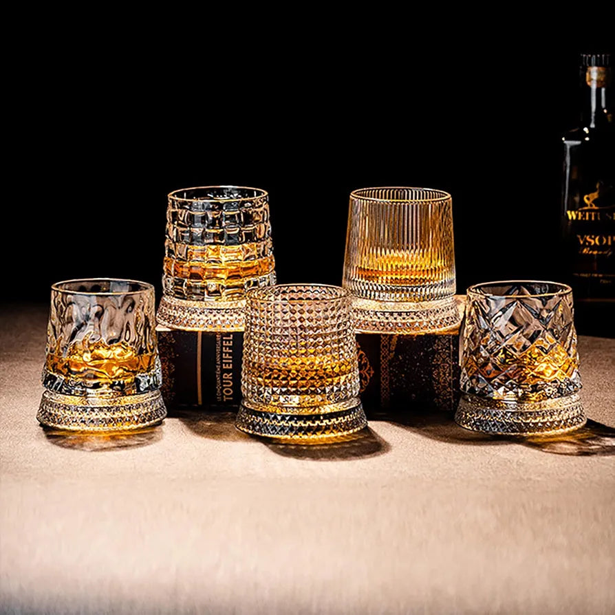 Creative 360° Rotating Crystal Whiskey Glass Tumbler