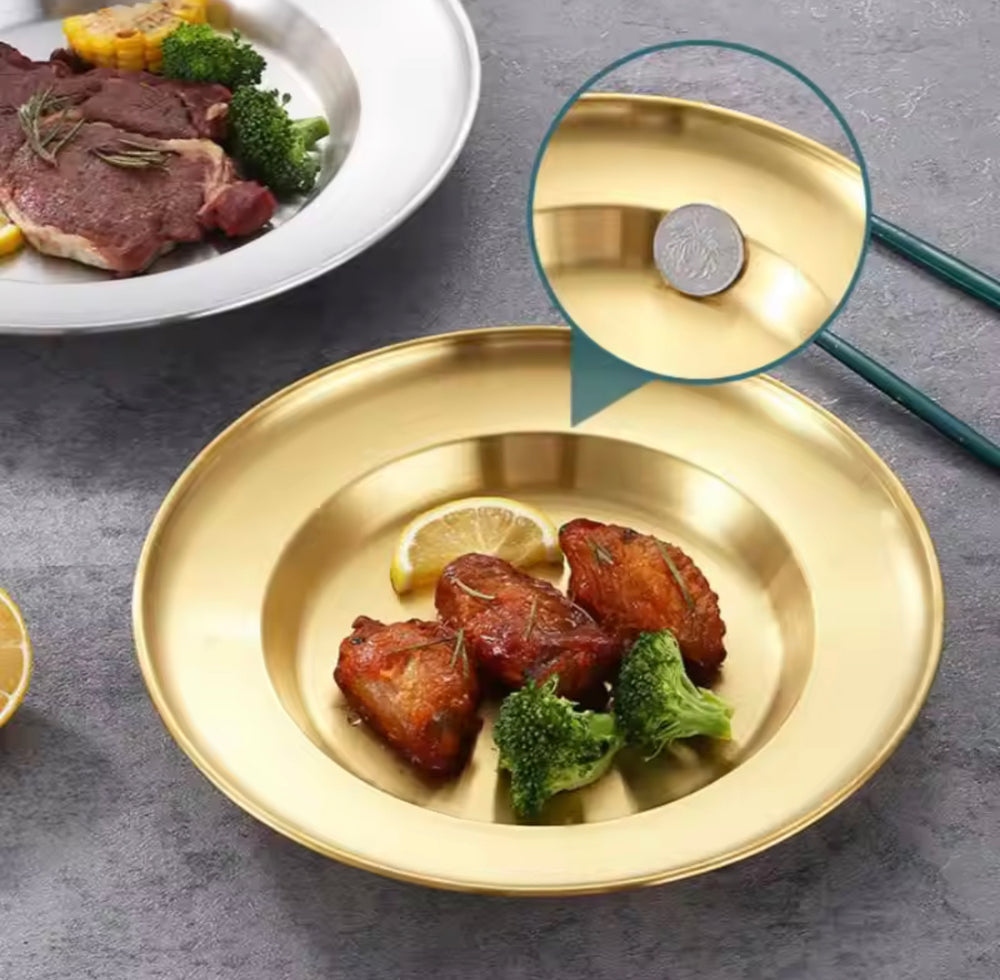 Luxury Round Stainless Steel Serving Plate