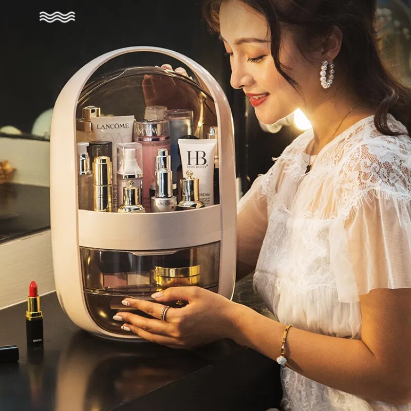 Portable Dustproof Luxurious Cosmetics Storage Organizer Box