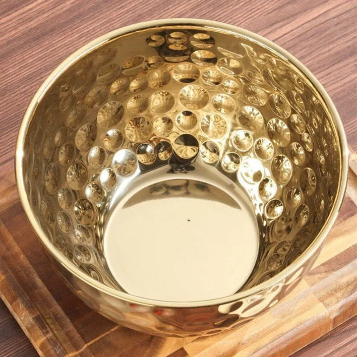 Golden Hammered Stainless Steel Bowl
