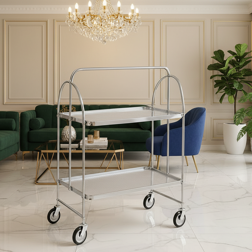 Modern Gold Folding Bar Cart Trolley