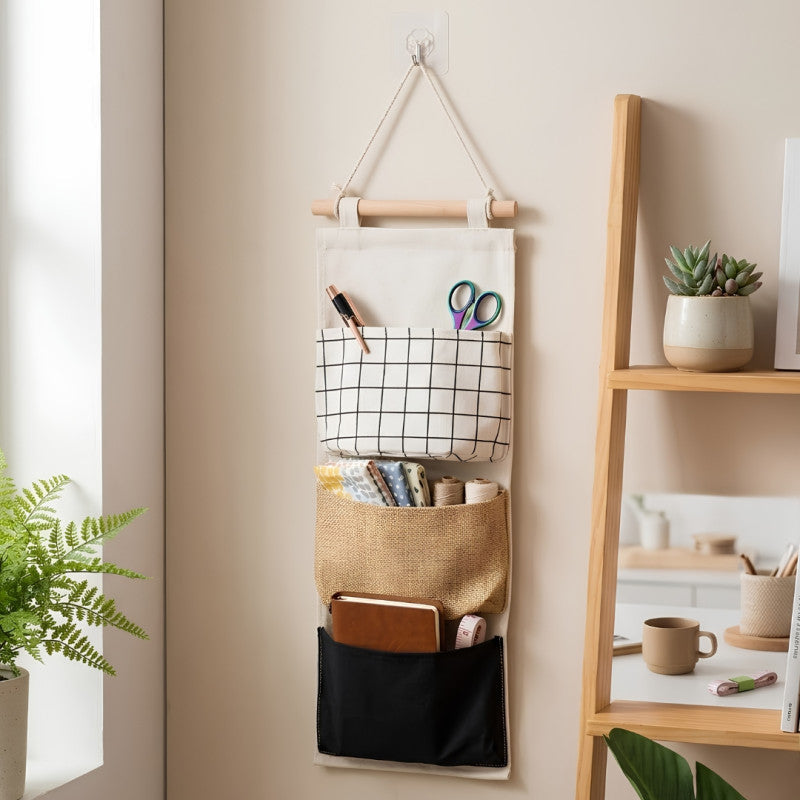 Wall Mounted 3 Pocket Hanging Storage Organizer