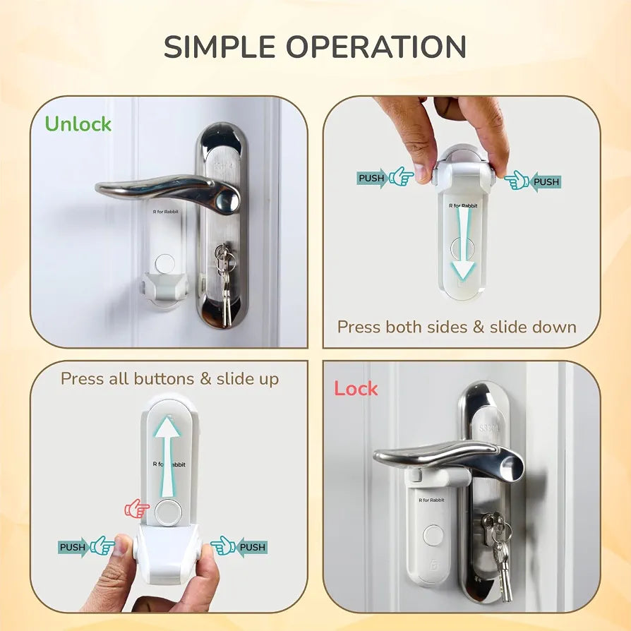 Child Safety Door Lever Lock with Rotary Design