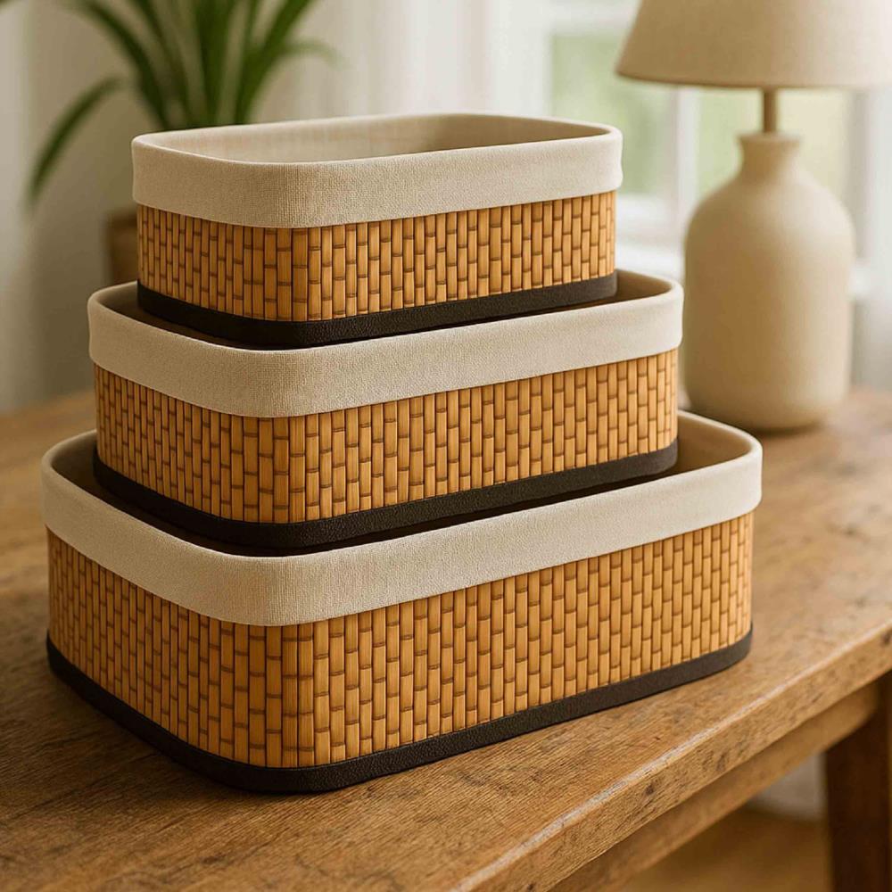 3-Piece Multipurpose Storage Bamboo Basket Set