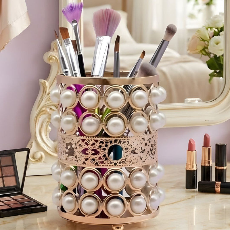 Round Golden Luxury Makeup Brush Holder