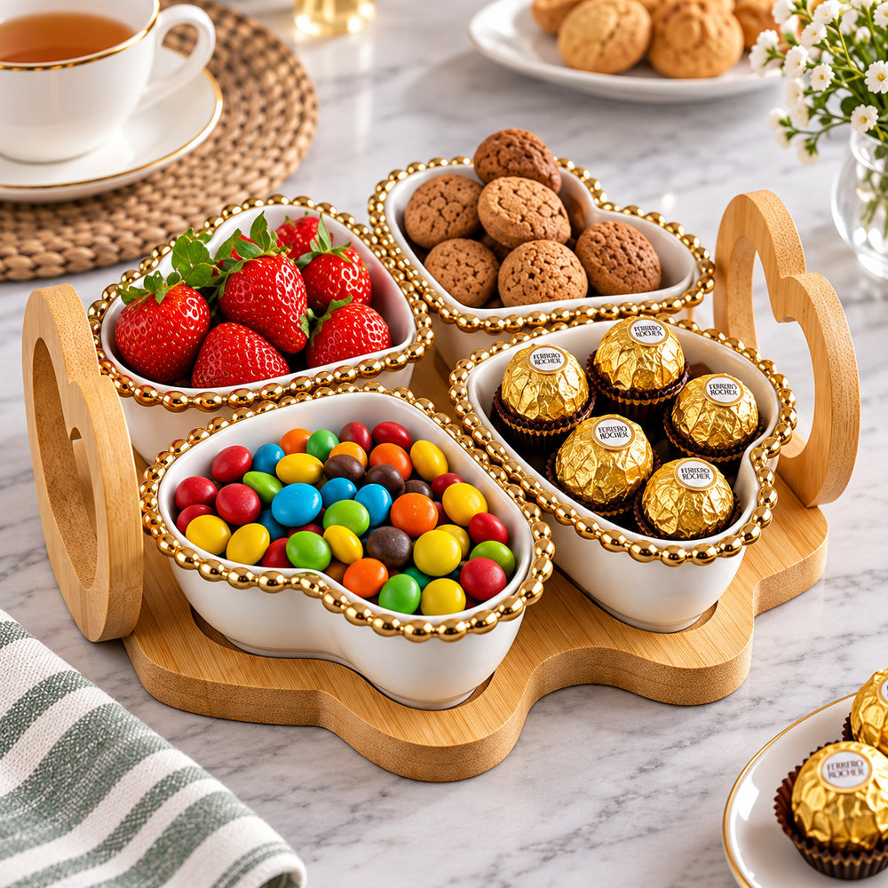 Heart Shaped Ceramic Serving Bowl Set