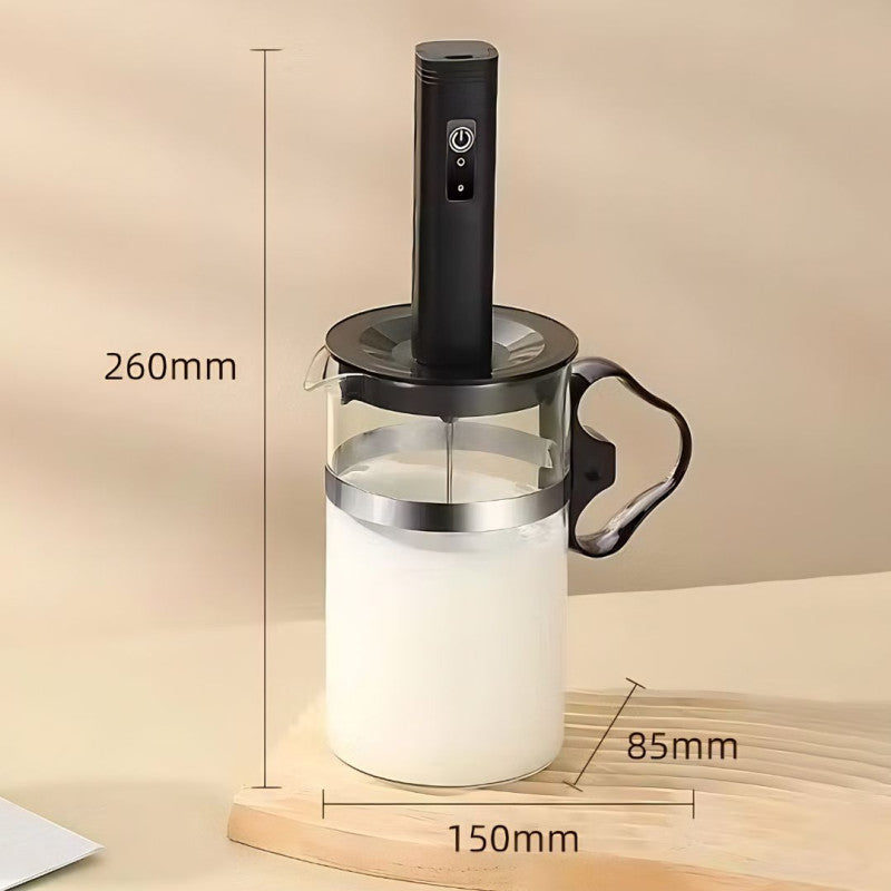 Rechargeable Electric Milk Frother Set With Glass Cup
