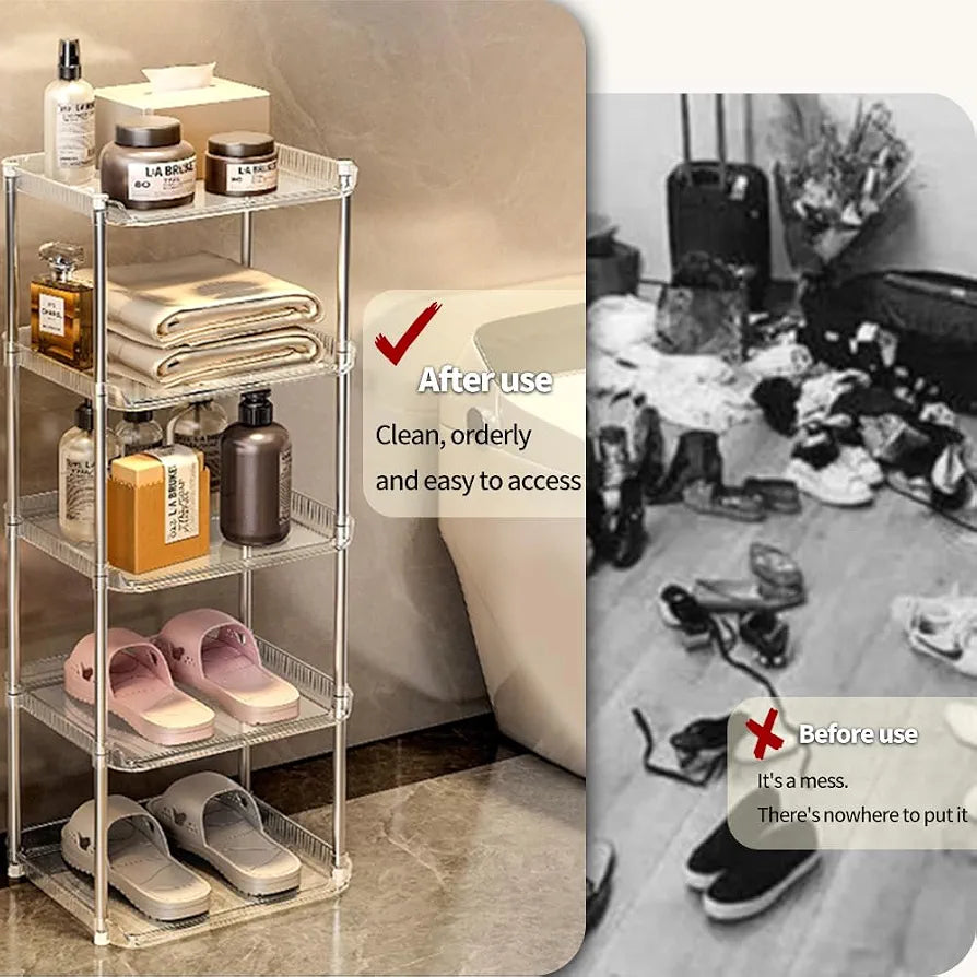 5-Tier Vertical Transparent Storage Rack Organizer