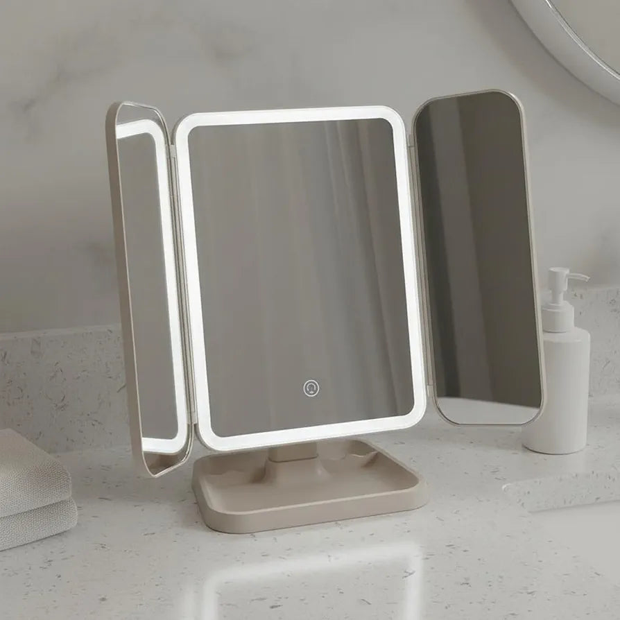 Tri-Fold Makeup LED Mirror