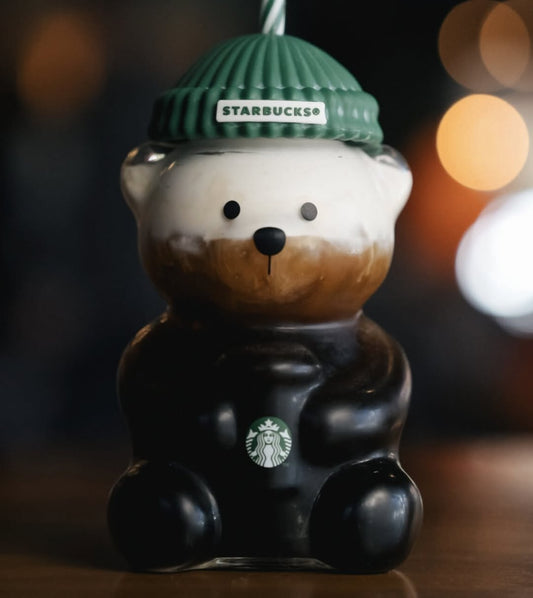 Bear Shaped Starbucks Bearista Cold Cup 20oz glass tumbler