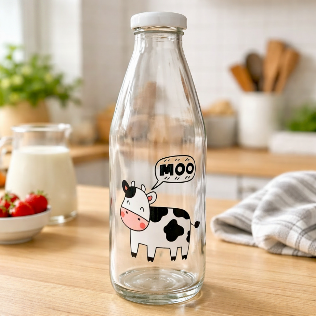 Cartoon Cow Milk Bottle With Lid