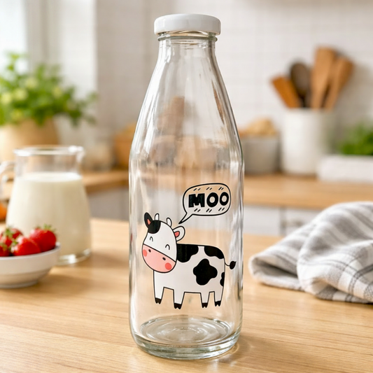 Cartoon Cow Milk Bottle With Lid