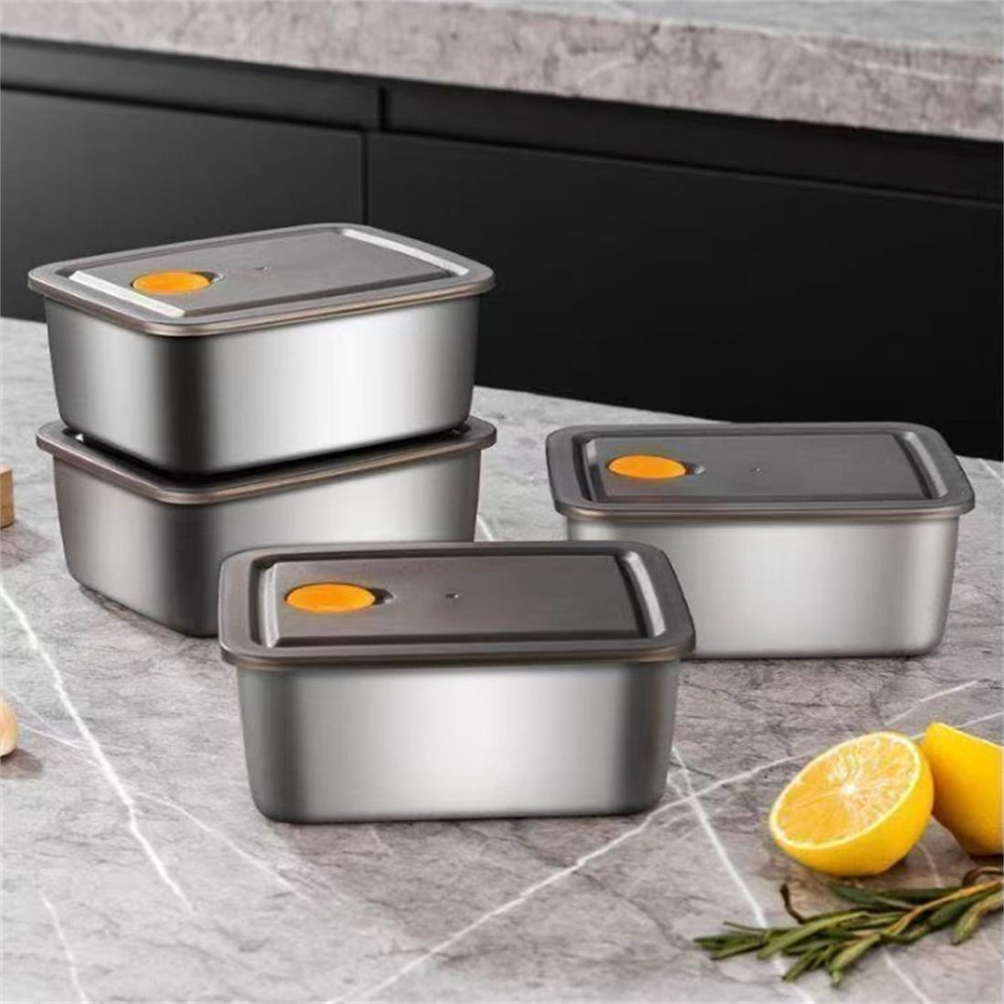 Stainless Steel Airtight Food Storage Container Set (Pack Of 4)