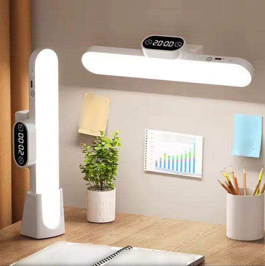 LuxeGlow LED Desk Lamp Clock Display Touch Control Learning Eye Protection (3 Colors Mode)