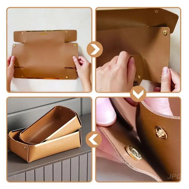 Premium Quality Desktop Leather Storage Tray Jewelry Organizer