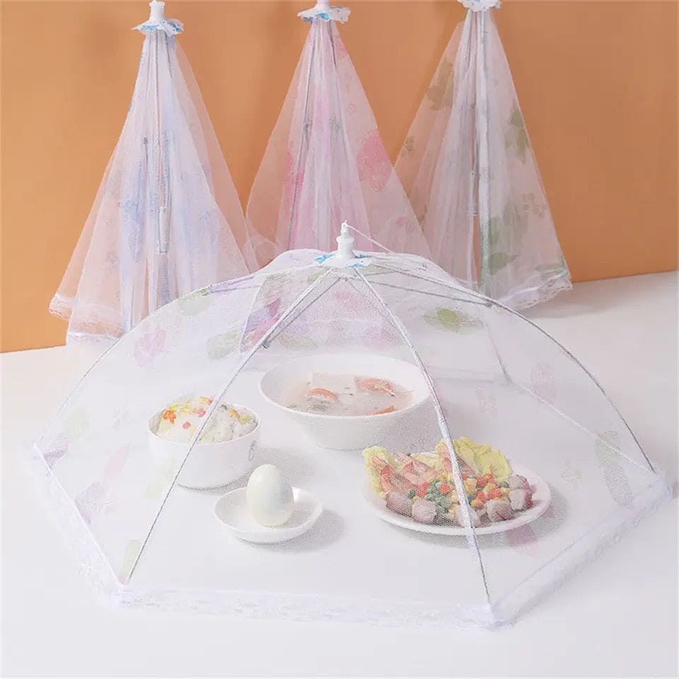 Portable Umbrella Style Food Cover Anti Mosquito with Lace 60cm x 60cm