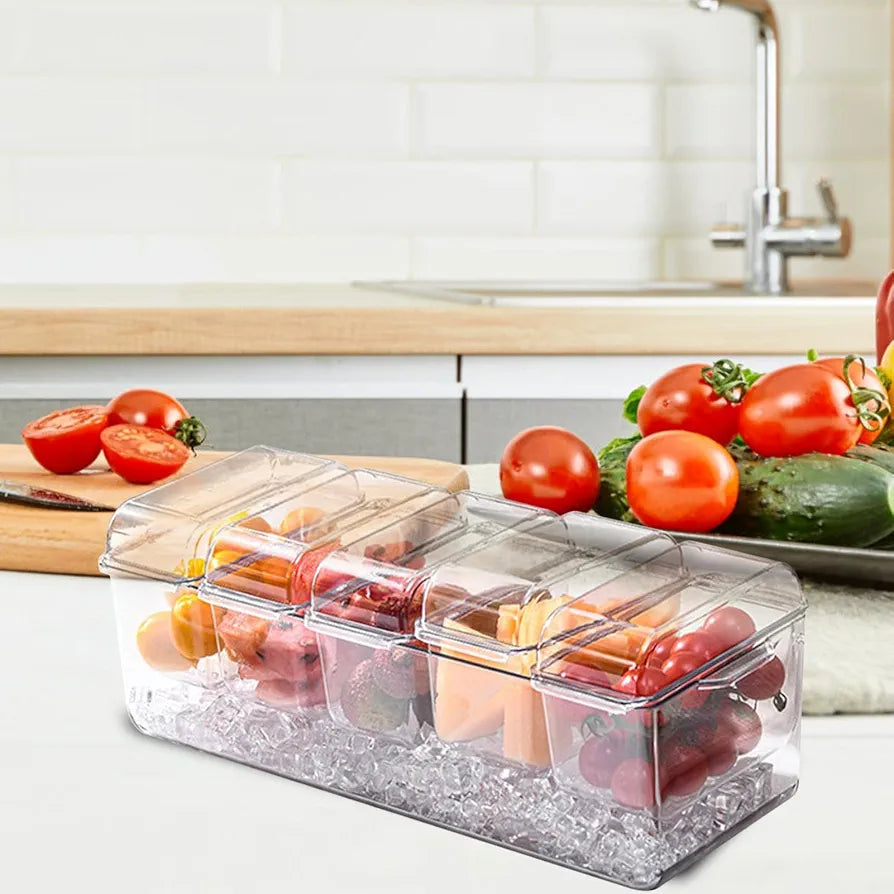 4 Compartments Tray With Removable Lid Container