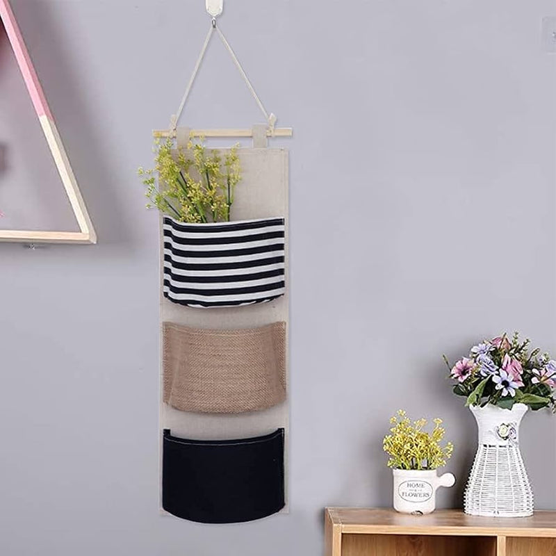 Wall Mounted 3 Pocket Hanging Storage Organizer