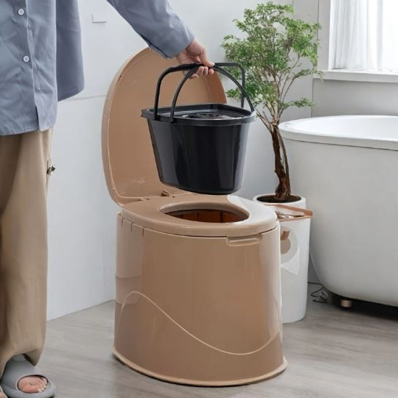 Portable Toilet with Lid with Paper Towel Holder, Travel Toilet Compact Bucket Seat