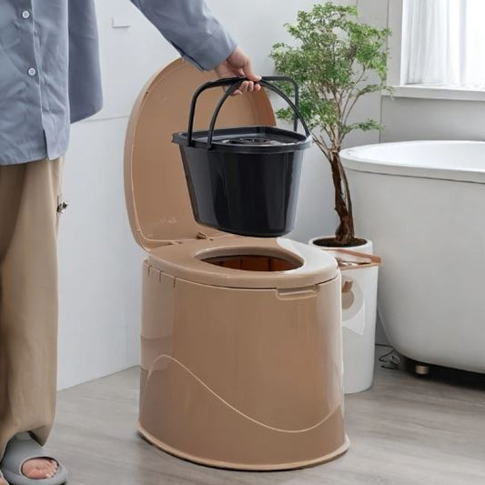 Portable Toilet with Lid with Paper Towel Holder, Travel Toilet Compact Bucket Seat